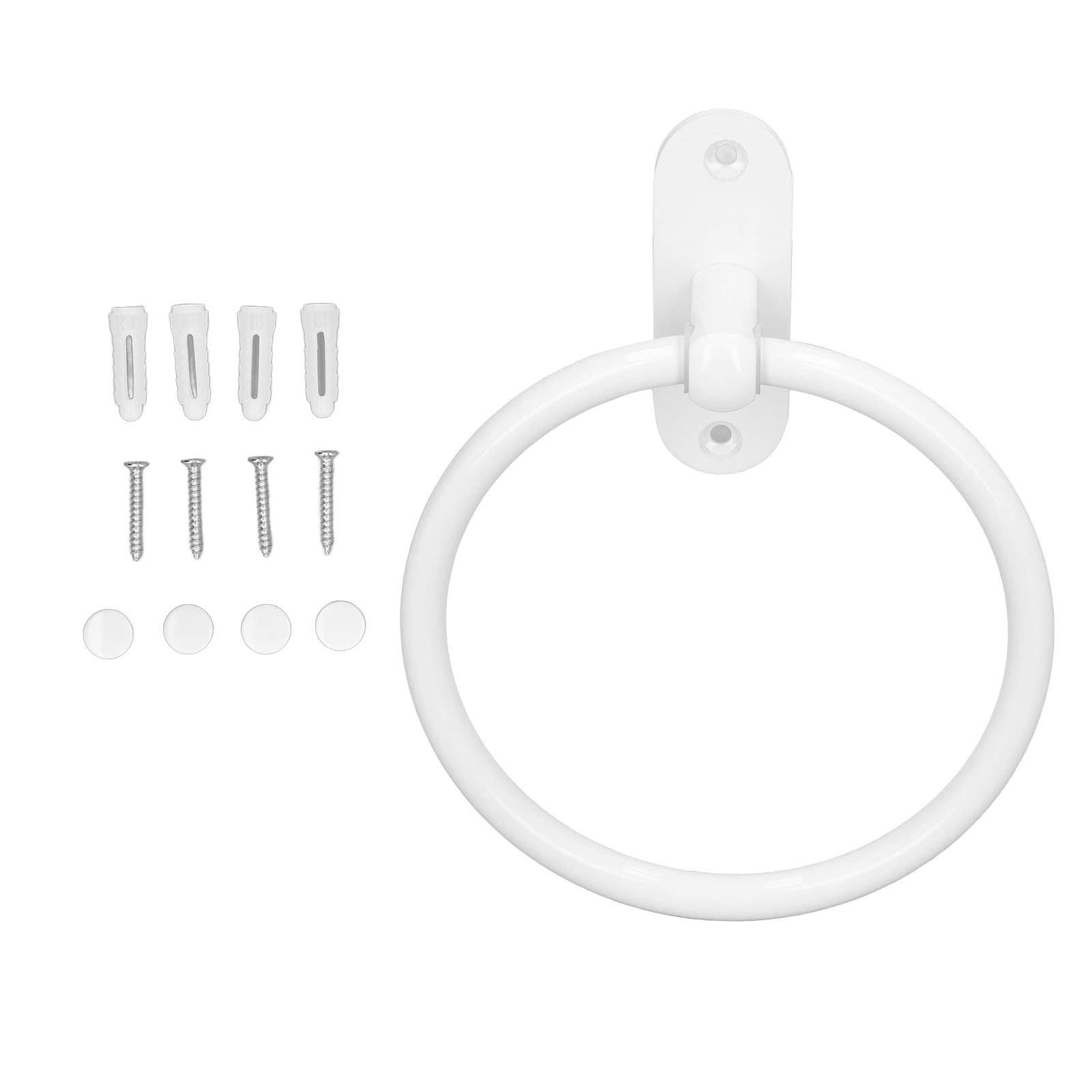 Bathroom Towel Holder Wall Mounted, Heavy Duty Aluminium Alloy Towel Rack, Space Saving Round White Bathroom Accessory for Home Use