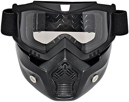 New Modular Mask Detachable Goggles And Mouth Filter Perfect for Open Face Motorcycle Half Helmet or Vintage Helmets (Clear)