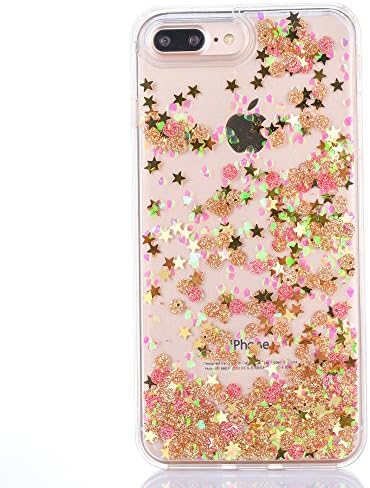iPhone 7 Plus Glitter Case, Surpriseyou Creative Design Flowing Liquid Quicksand Floating Luxury Bling Sparkle Love Heart Diamonds Clear Hard Case for iPhone 7 Plus (Fish Scales Gold)