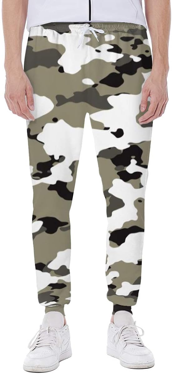 Novelty Printed Trousers Green White Black Camouflage