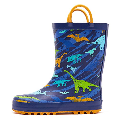 K KomForme Kids Rain Boots Waterproof Printed Rubber boots with Handles