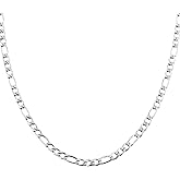 HZMAN Men Women 24k Real Gold Plated Figaro Chain Stainless Steel Necklace, Wide 3mm 5mm 7mm 9mm