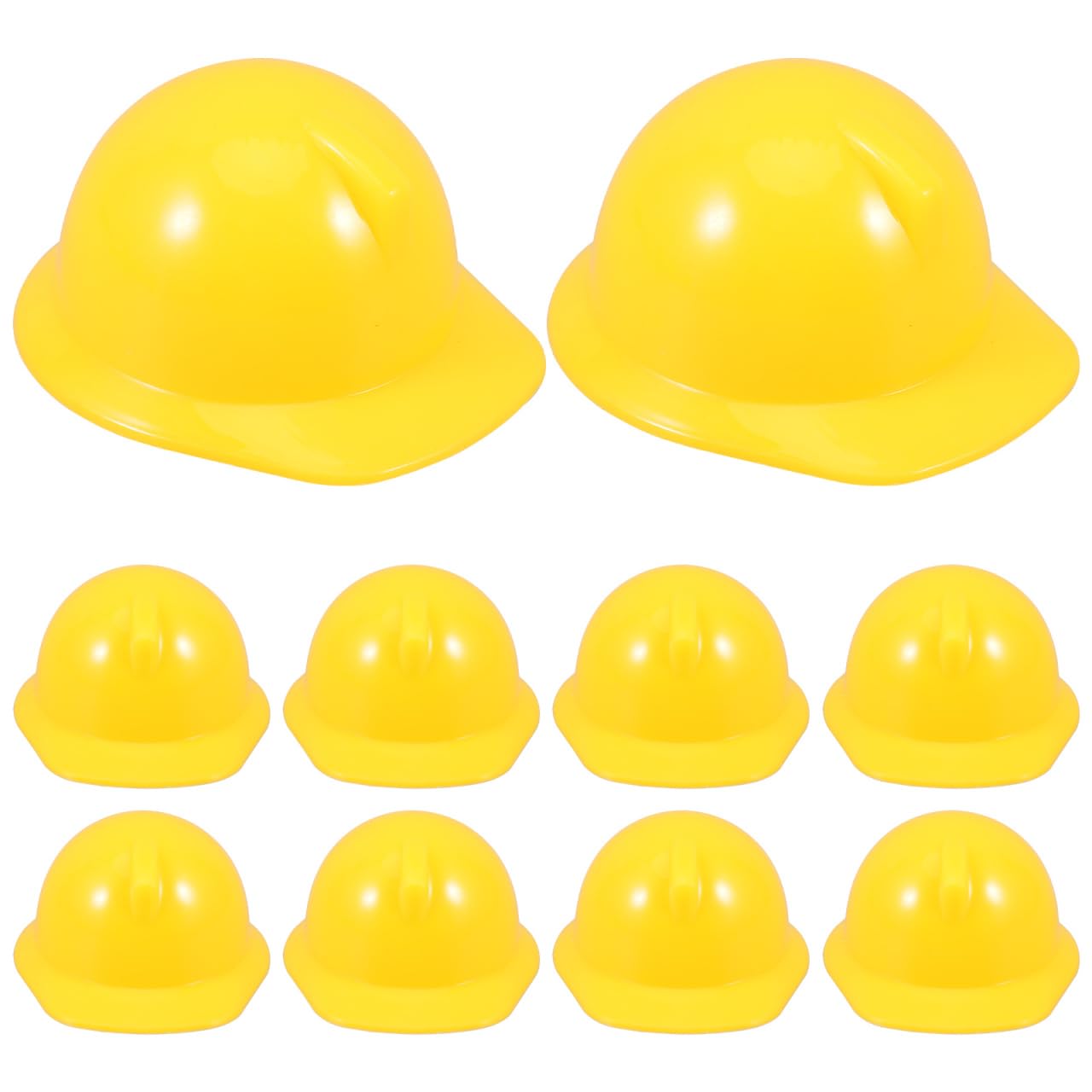 VICASKY 10PCS Miniature Construction Hats, Yellow Doll Construction Helmet Tiny Hard Hats Bottle Topper Helmet Decoration for Pet Doll Decor