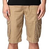 Greatrees Men's Cotton Regular Fit Multipocket Belted Pleat Front Cargo Shorts