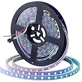CHINLY 16.4ft WS2812B Individually Addressable LED Strip Light 5050 RGB SMD 300 Pixels Dream Color Waterproof IP67 Black PCB 5V DC (Black PCB 16.4ft 300leds waterproof)