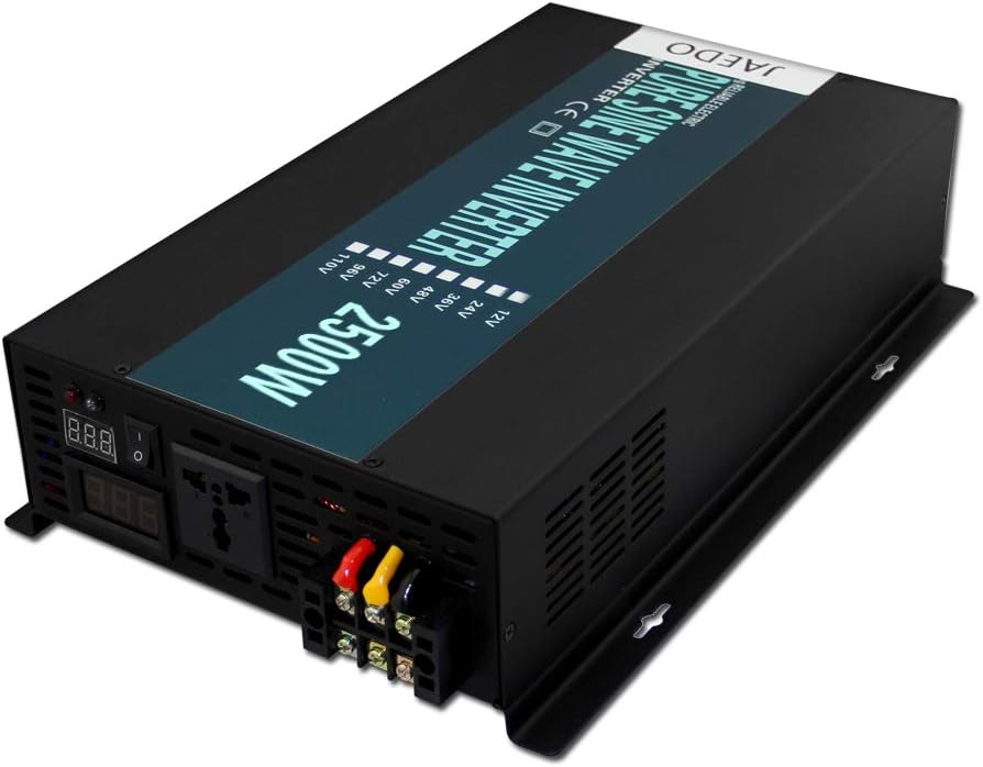 JAEDO 2500W Pure Sine Wave Power Inverter DC 24V to AC 120V with LED Display Supply Home Back Power Generator