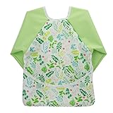 Hi Sprout Unisex Infant Toddler Baby Super Waterproof Sleeved Bib, Reusable Bib with Sleeves& Pocket, 12-24 Months (blooming spring)
