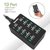 Kavalan 60 Watt 10 Port USB Charger (8 USB Type A & 2 Type C Port) Portable Family-Sized Rapid Desktop USB Charger with Auto Detect Smart Charging Technology for iPhone, iPad, Samsung Galaxy S8