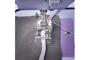 1pack Domestic Sewing Machine Elastic Cord Band Fabric Stretch Presser Foot for Most Sewing Machines (Silver)