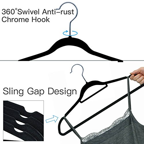 image for anglink Velvet Hangers, Non Slip Clothes Hangers with Accessory Bar St
