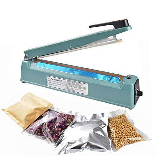 Konmee 12 inches Impulse Manual Hand Bag Sealer Heat Sealing Machine for Mylar and Cereal Bags Plastics Bags Polythene with Extra Replacement Element Grip