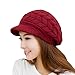 HINDAWI Women Winter Warm Knit Hat Wool Snow Caps With Visor, Red, one size