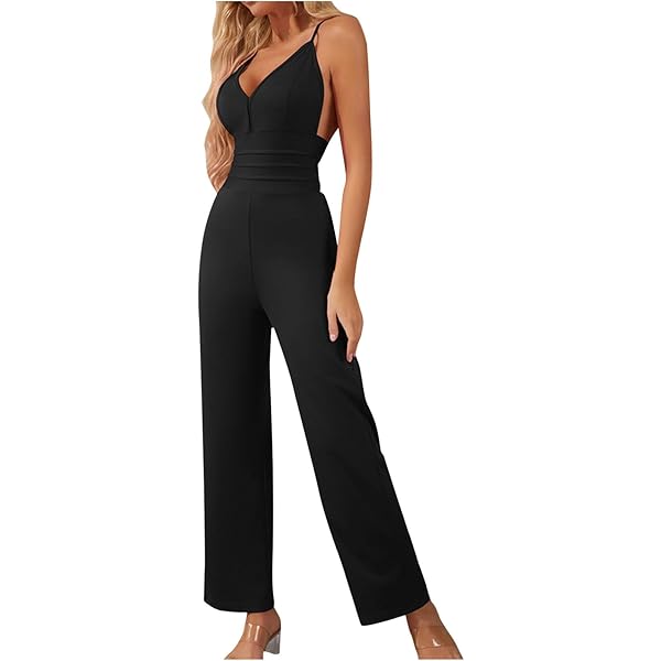Womens Cotton Linen Jumpsuit Sleeveless Pockets Casual Wide Leg Pants