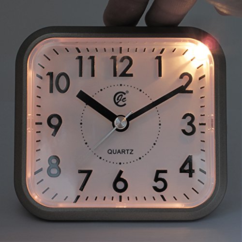 JCC Silent Sweep Second Hand Analog Bedside Snooze Batteryoperated Quartz Alarm Clock (White