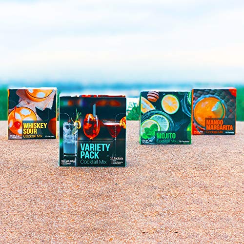Low Calorie, Low Carb, Low Sugar Cocktail Mix | All Natural, Organic Gluten Free, Vegan Drink Mixers for Liquor or Non-Alcoholic Beverages | 10 Single-Serving Packets by Craftmix (Variety)