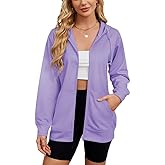 BeadChica Womens Zip Up Hoodies Long Sleeve Sweatshirts Fall Outfits Casual Full Zip Hooded Jacket 2025 Fashion-Purple-XXL