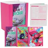 6 pack - Trolls Dreamworks Composition Book Display features a class schedule page on the front and math charts on the back. For School or Great Party Favors / Giveaways
