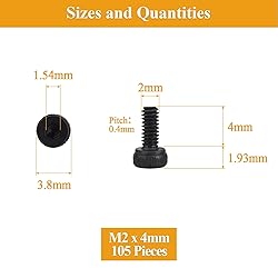105 Pieces M2 x 4mm Socket Head Cap Screws, Thread