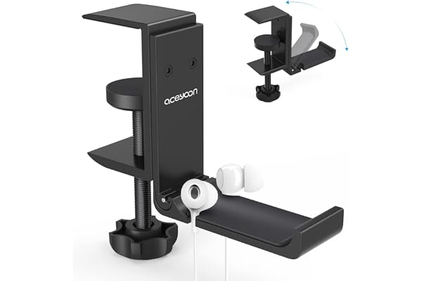 aceyoon Headphone Stand Foldable Headphone Hanger Under Desk Clamp with Cable Organizer Universal Headset Holder Suitable for