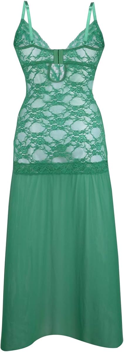 LINGERLOVE Women's Plus Size Lingerie Sexy Split Maxi Long Gown Sheer Dress: Clothing