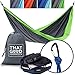 THAT GOOD HAMMOCK Double Camping Hammock w/ Hammock Straps & Wiregate Carabiners. Portable Nylon Parachute Hammock for Backpacking Camping & Travel (Light Grey & Apple Green)