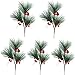 MUFEN 5pcs Artificial Pine Picks Pinecone Red Berries Branches Faux Greenery Foliage Flower Crown Christmas Tree Decoration Holiday Home Winter Decor (Green)