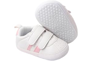 SABATUTU Baby Boys Girls Leather PRE-Walking Sneakers Toddler Anti-Slip Rubber Sole Infant Lightweight First Step Shoes