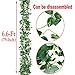 Artificial Flowers Silk Wisteria Vine 5pcs 6.6ft/Piece Wisteria Artificial Plants Greenery Fake Hanging Vines Green Leaf Garland for Wedding Kitchen Home Party Decor (White)