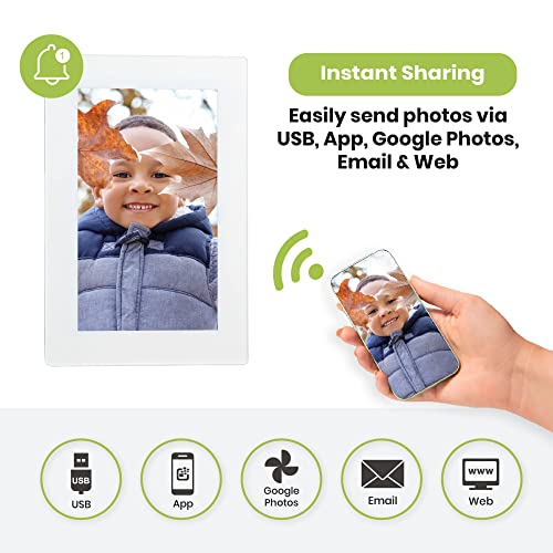PhotoSpring 10in WiFi Digital Picture Frame with Battery, Send Photos