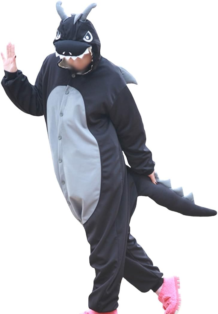 Lifeye Men Women Black Dragon Pajamas Animal Cosplay Costume: Clothing
