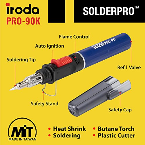 IRODA SOLDERPRO 90K Butane Soldering Iron Kit MultiPurpose 3in1