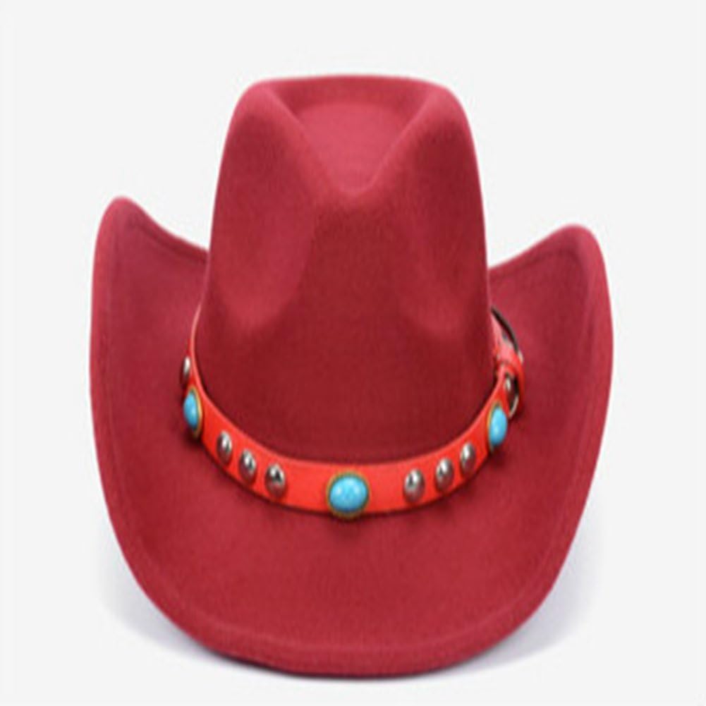LaRgo New Fashion Cowboy Hat Felt Wide Brim West Mens Ladies Cowgirl Unisex Hats 4 Colors