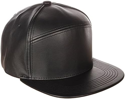 American Cities 7 Panel Hybrid Faux Leather Classic Cap Hat with Flat Bill Visor