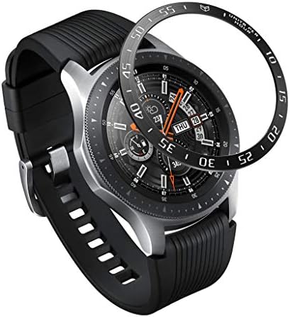 Kecar Bezel Case Styling Bezel Ring for Samsung Galaxy Watch 46MM Classic Adhesive Screen Protector Cover - Anti-Scratch Stainless Steel Protection Black