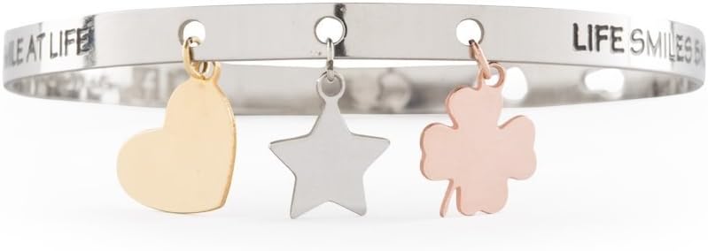We Positive We+ Friendship Friends Charms Stainless Steel Italian Bracelet with Goldtone and Rose Gold FR011