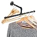 MyGift Matte Black Metal Hanging Clothes Rod, 20 Inch Industrial Pipe Garment Bar for Closet