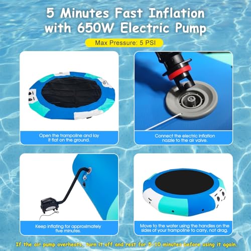 COOLWAVE Inflatable Water Trampoline 12FT Blue