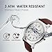 Men's Analog Quartz Watch Waterproof Business Casual Wrist Watch Dress Design with Comfortable Unique Leather Band Water Resistant Roman Numeral - Silver