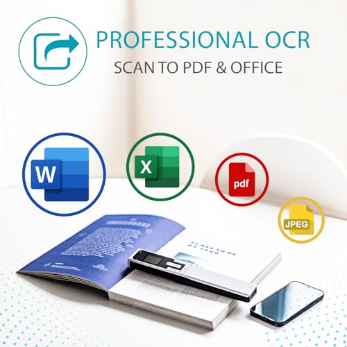 IRIScan Book Portable Scanner Wireless Battery - v5 : 12PPM 1200dpi Hand Scanner, PDF Editor, scan to Word, PDF, XLS, SD Card, Document Scanner, SD, scan Thru USB, Win Mac