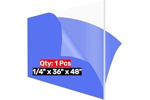 GetWant 36x48 Plexiglass Sheets 1/4 inch Thick Clear Acrylic Sheets 36x48 Acrylic Board 6mm Plexiglass Panel Perfect for Display Case, Signage, Crafts, Led, Fish Tank, Windows, Skylight, Tabletop