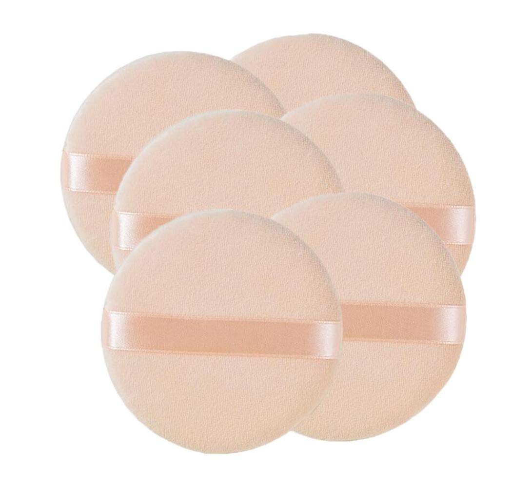 6 PCS 60 X 15mm Velvet Round Shaped Loose Powder Puff with Satin Ribbon Band Soft Makeup Cosmetic Sponge