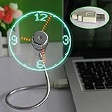 Tenflyer New LED USB Fan Clock Mini Flexible Time with LED Light - Cool Gadget