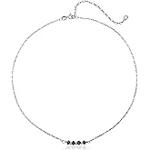 EnCharmed Sterling Silver Tanzanite Delicate Choker, Handmade Minimal Dainty Gemstone Necklace, Adjustable Length 14-17 Inches, December Birthstone