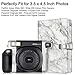 Fintie Wallet Photo Album for Fujifilm Instax Wide 300, Polaroid OneStep 2-64 Pockets [Snap Fastener] Album, Compatible with Polaroid POP/Originals 600 Camera 3.5x4.5 Inch Film (Marble)