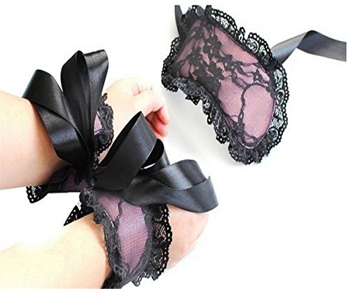 Yeoubi Lace Blindfold and Handcuffs Set Fancy Costume Party Role Play (Pink1) - Thumbnail 3