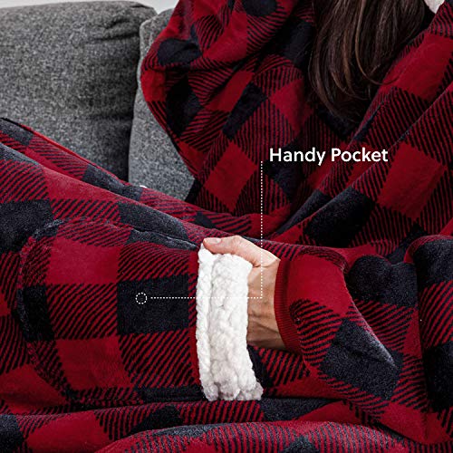 Bedsure Long Wearable Blanket , Sherpa Blanket Hooded , Standard