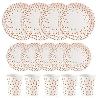 ALINK 150PCS Biodegradable Rose Gold Disposable Paper Plates Cups Set, 50 Dinner Plates, 50 Salad Plates,50 Paper Cups for Birthday Party, Wedding, Thanksgiving, Christmas, Bridal/Baby Shower Holiday
