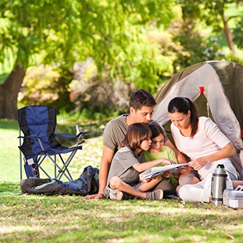 Relaxdays Campingstuhl faltbar, mit Getränkehalter, mit Rückenlehne und Armlehne, HxBxT: 93x77x52 cm, blau-schwarz – Bild 4