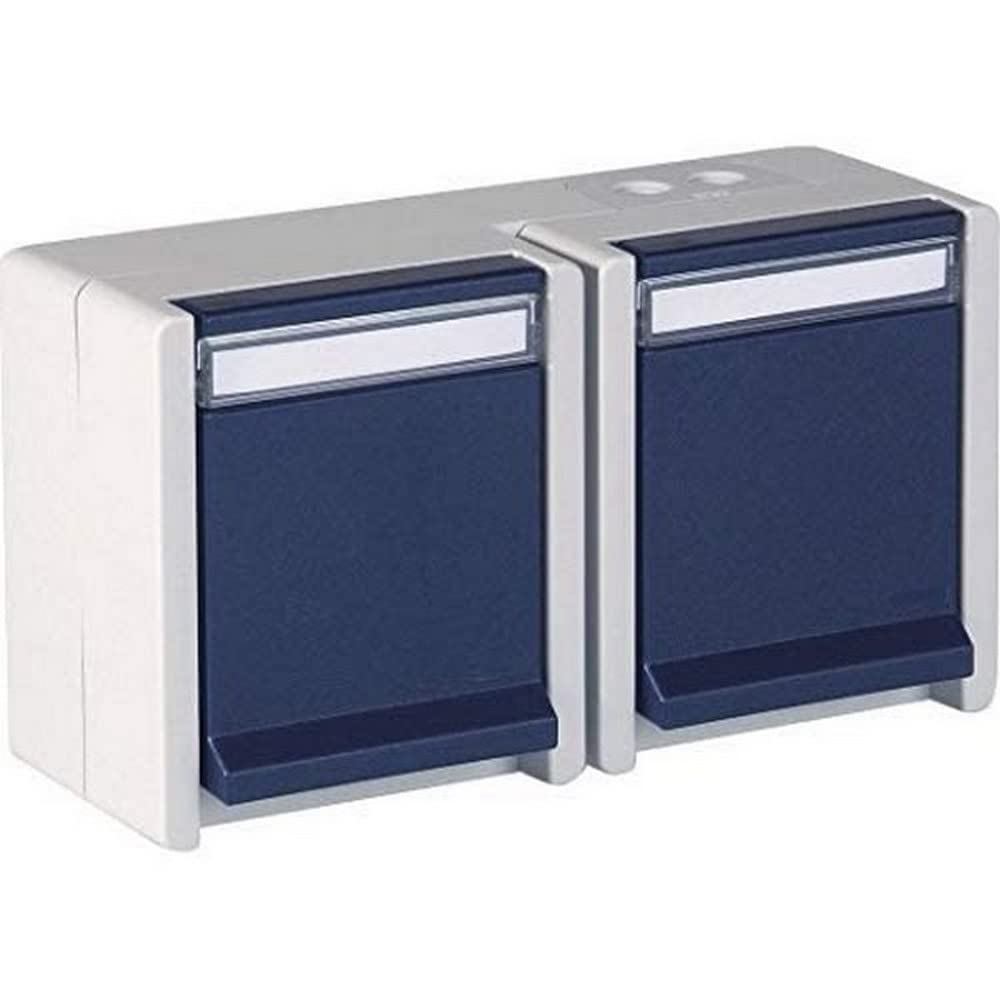 OPUS® Resist Protective Contact Socket 2-Way, Horizontal Version 2-Way, Vertical, Colour: Light Grey/Steel Blue