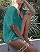 shermie Women's V-Neck Hollow Out Swimwear Swimsuit Cover Ups Plus Size Short Loose Knitted Beach Dresses (One Size, Green)